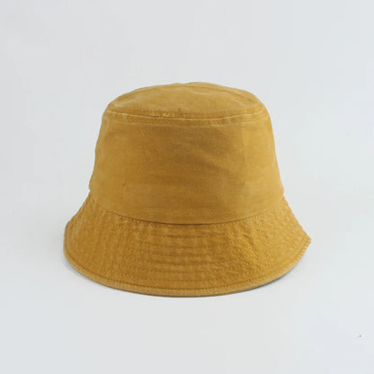 Washed Denim Bucket Hat Kids Wide Brim Cotton Fisherman Hat