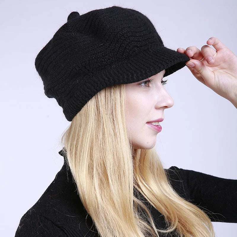 Fashion Knitting Solid Color Thicken Women Winter Hat