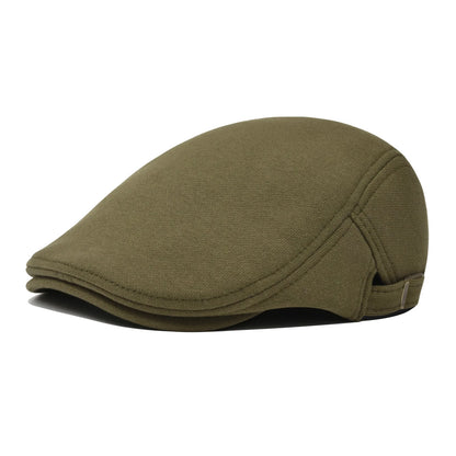 100% Cotton Men Black Flat Ivy Cap