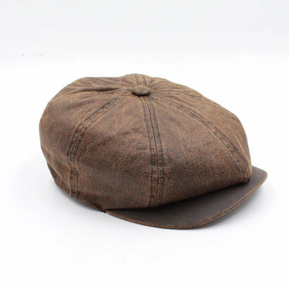 Retro Octagonal Newsboy Cap Man Peaked Beret
