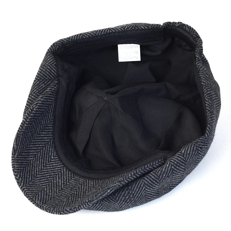 Peaky Blinders Hat Men's Newsboy Hats Vintage Herringbone Octagon Cap