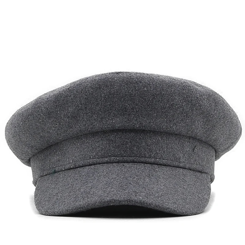 Classic Black High Quality Military Hat For Women Spring Autumn Winter Hats