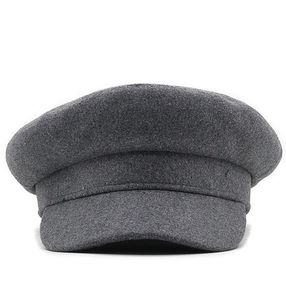 Classic Black High Quality Military Hat For Women Spring Autumn Winter Hats
