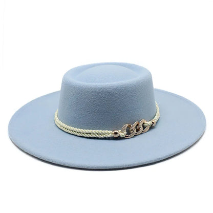 Wide Brim Felt Fedora Hat Women Men Wool Derby Top Hats