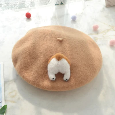 Women Handmade Beret Hat Female Hat Autumn Wool Felt Cloud Painter Cap