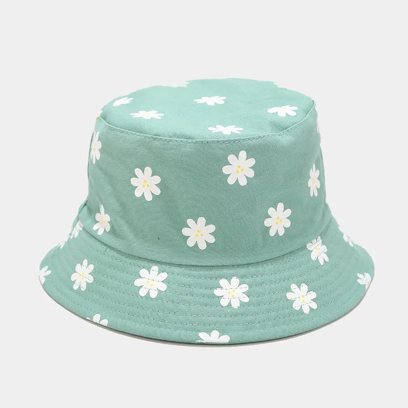 Four Seasons Cotton Flower Print Bucket Hat Fisherman Hat Outdoor Travel Cap for Men and Women