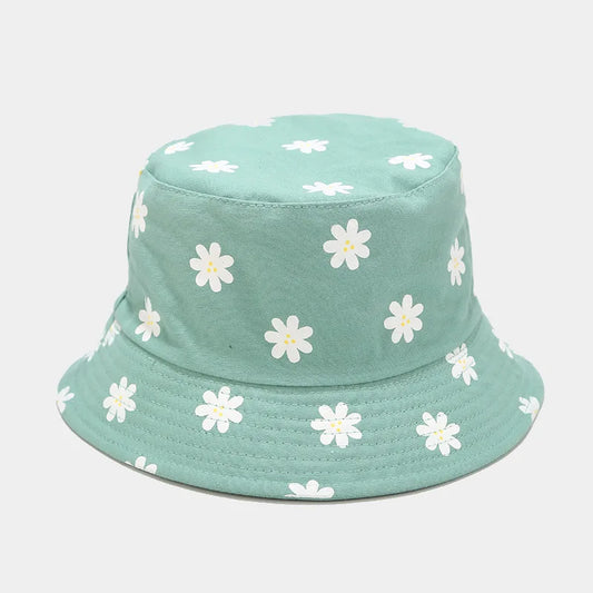 Four Seasons Cotton Flower Print Bucket Hat Fisherman Hat Outdoor Travel Cap for Men and Women