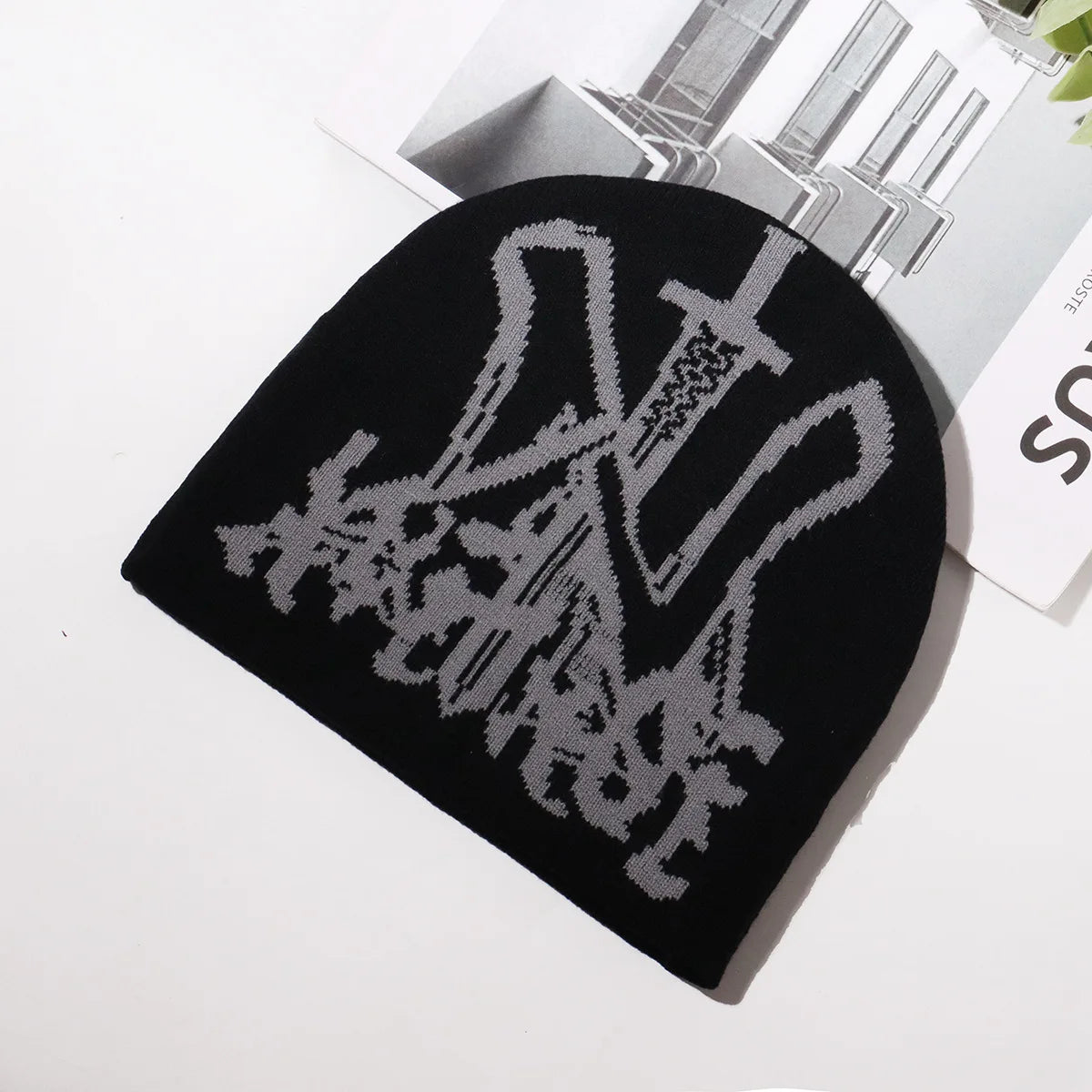Custom Letter Accept Knitted European Jacquard Gothic Style Beanie Cold Hat