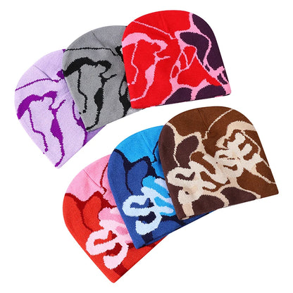 Custom Logo Jacquard Beanie Manufacturers All Over Print Beanie