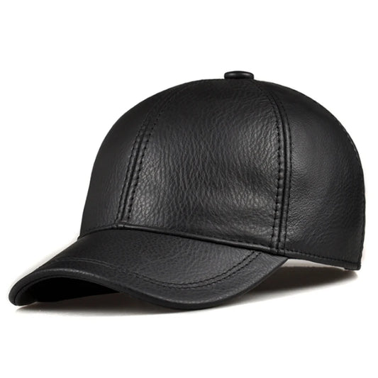 Sales Winter Men Brown/Black Color Real Leather Baseball Caps Men