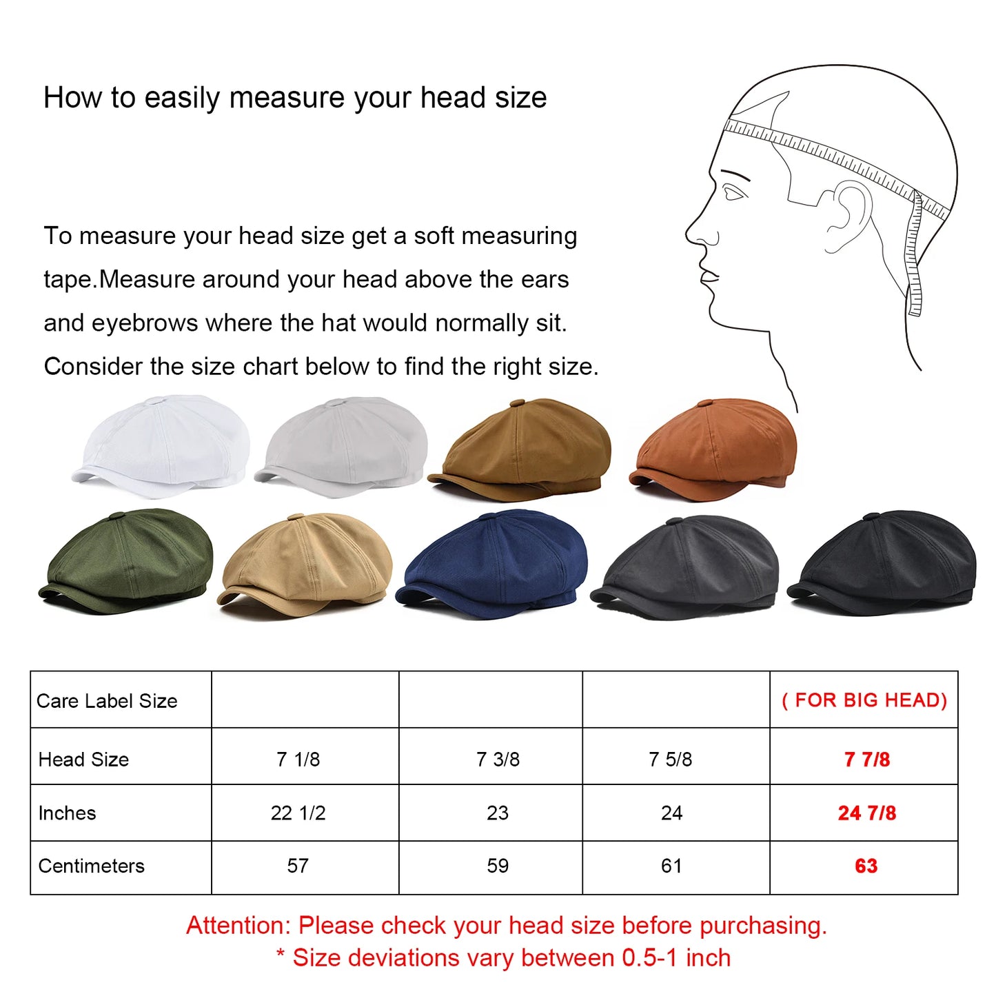 Botvela Newsboy Cap Men's Twill Cotton Hat Baker Boy Caps Retro
