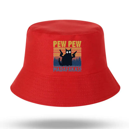 Black Cat Print Men Women Bucket Hat Outdoor