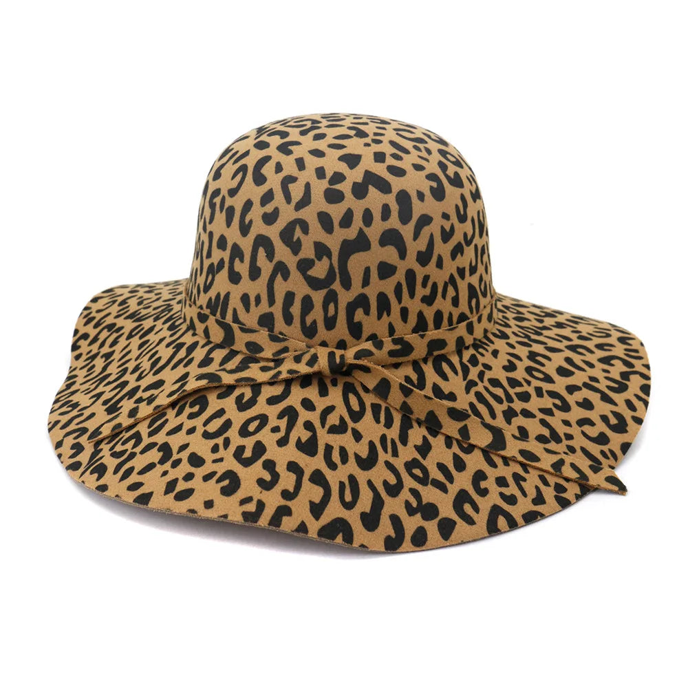Wide Wave Brim Artificial Wool Felt Fedora Hats