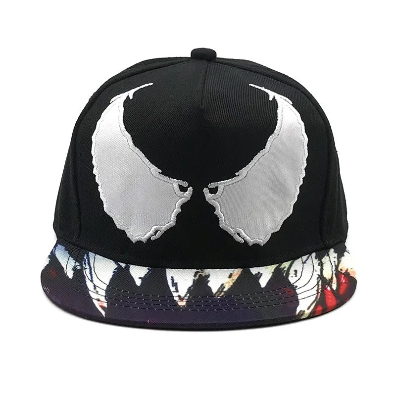 Large Eyes Prints Embroidery Wing Pattern Venom Unisex Hip Hop Caps