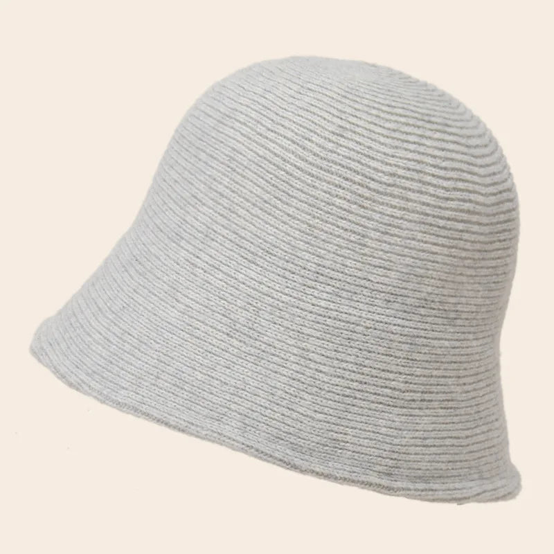 Unisex Pure Color High Quality Knit Bucket Hat