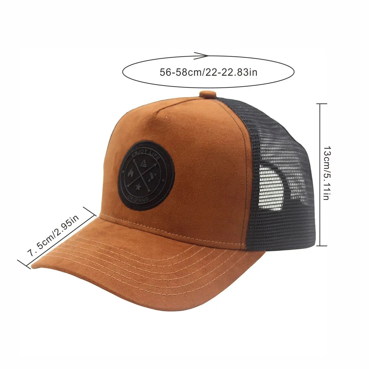Mesh Back Curved Trucker Men And Women Baseball Cap 5-Panel Leather Patch
