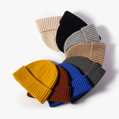 Youth Boys Girls Winter Warm Cuffed Plain Skull Knit Hat Cap