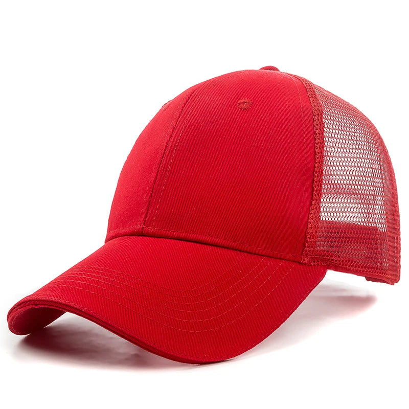 Unisex Mesh Cap Casual Plain Cotton Baseball Cap Adjustable Summer Trucker Hats