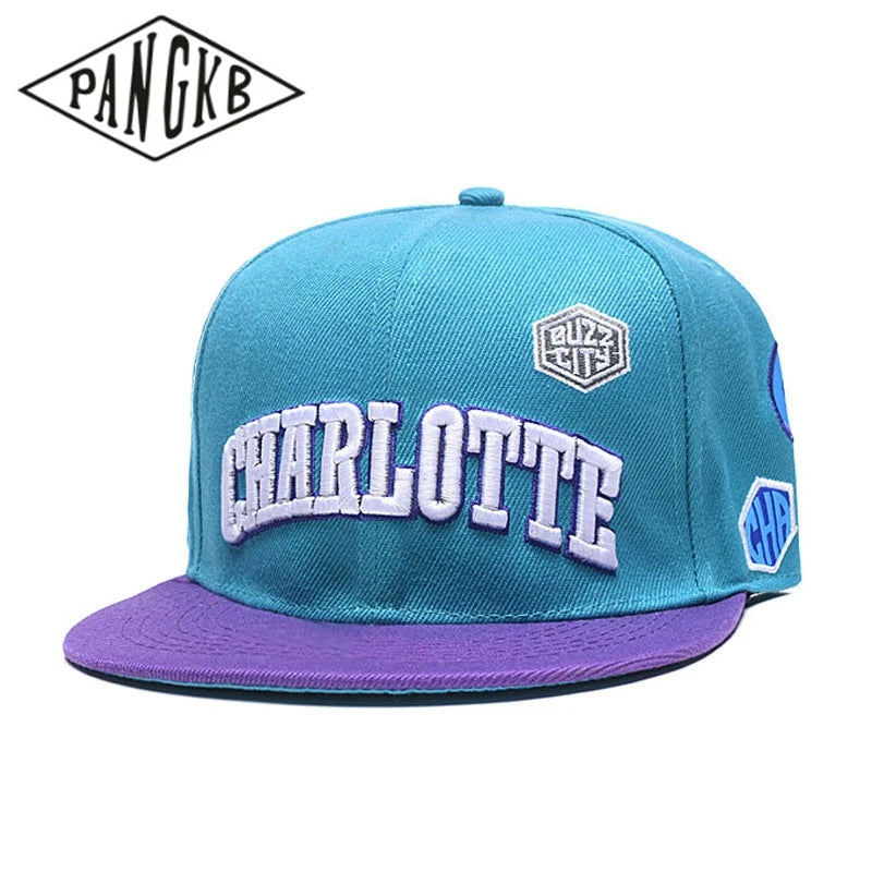 Charlotte Cap Blue Hip Hop Boy Sports Snapback Hat Adult Outdoor Casual