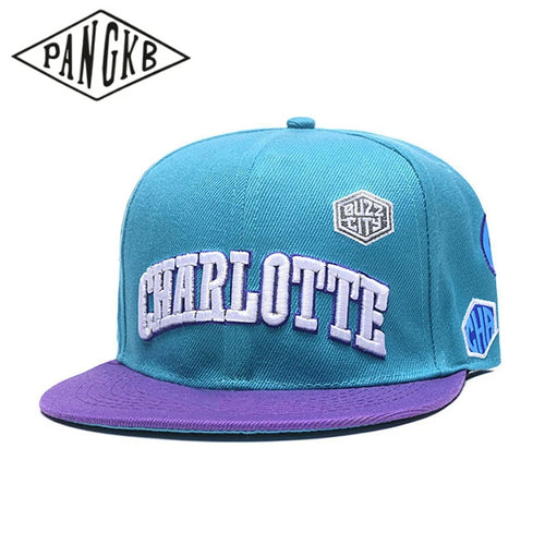 Charlotte Cap Blue Hip Hop Boy Sports Snapback Hat Adult Outdoor Casual