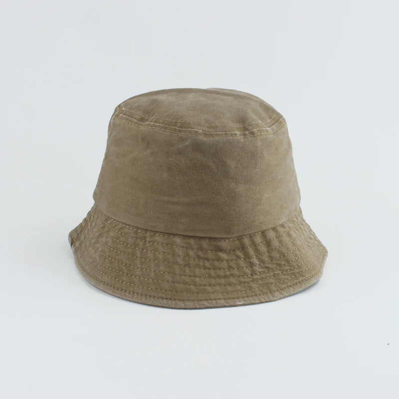 Washed Denim Bucket Hat Kids Wide Brim Cotton Fisherman Hat