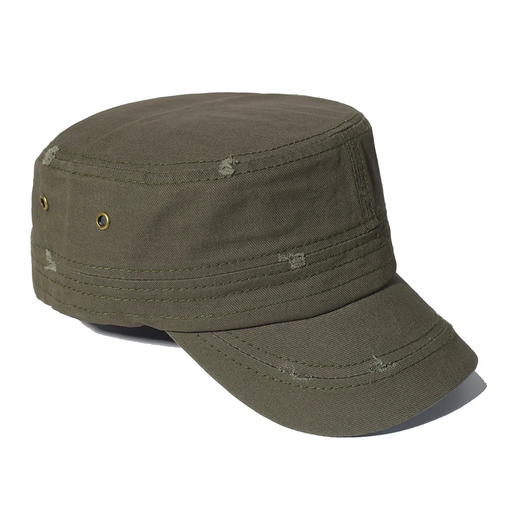 Four Seasons Washed Cotton Flat Caps Men Women Military Cap