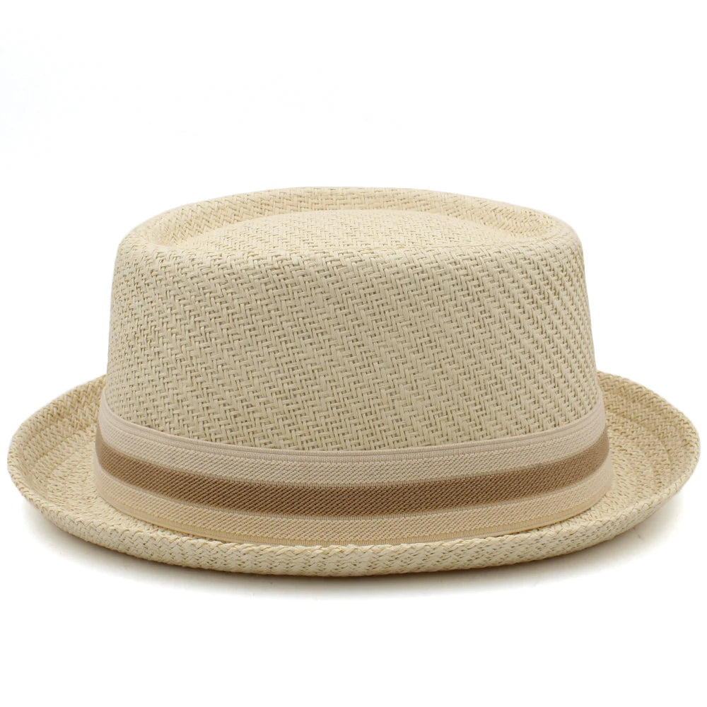 Men Women Classical Straw Pork Pie Hats Fedora Sunhats Trilby Caps