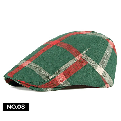 Men Women Classic Englad Style Plaid Berets Caps