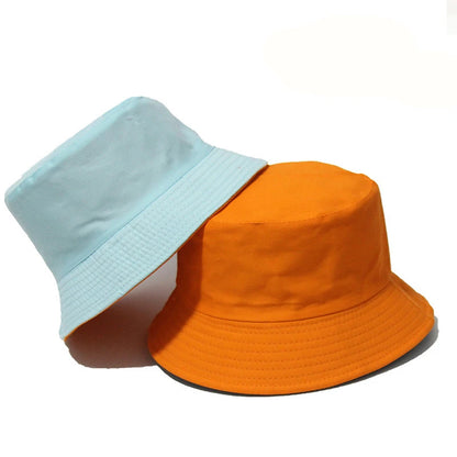 Black Solid Dots Bucket Hat Two Side Wear Unisex Simple Bob Caps