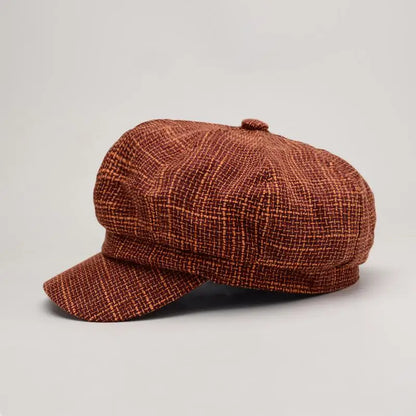 Newsboy Cap Octagonal Hat Plaid Beret Women Autumn Winter