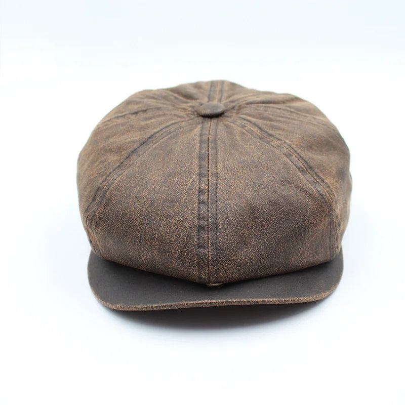 Retro Octagonal Newsboy Cap Man Peaked Beret
