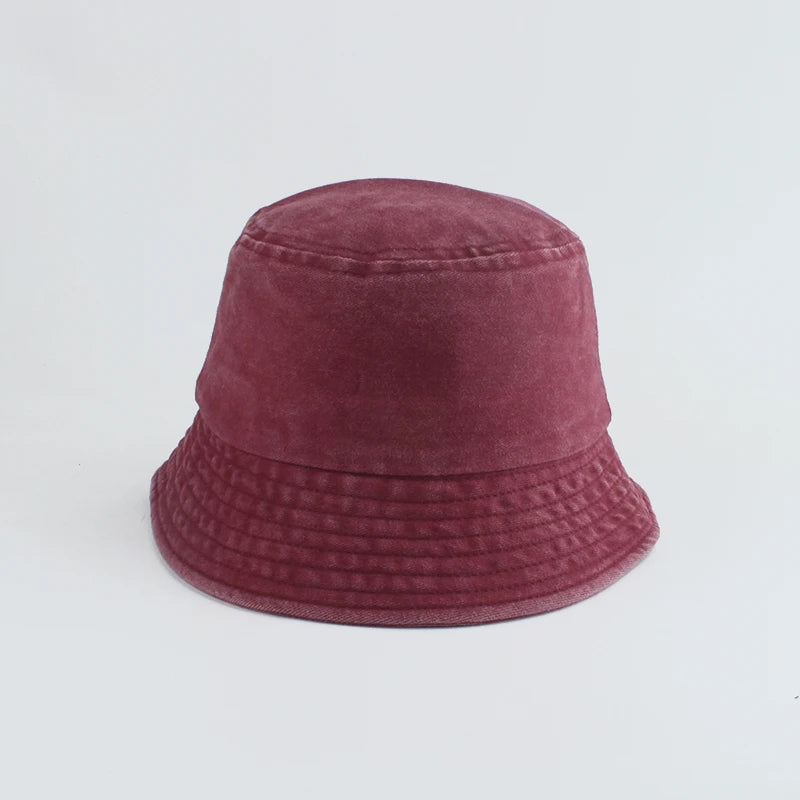 Washed Denim Bucket Hat Kids Wide Brim Cotton Fisherman Hat