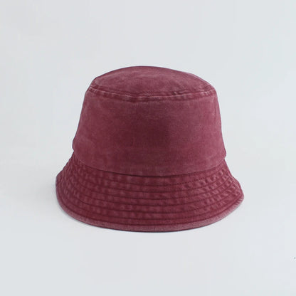Washed Denim Bucket Hat Kids Wide Brim Cotton Fisherman Hat