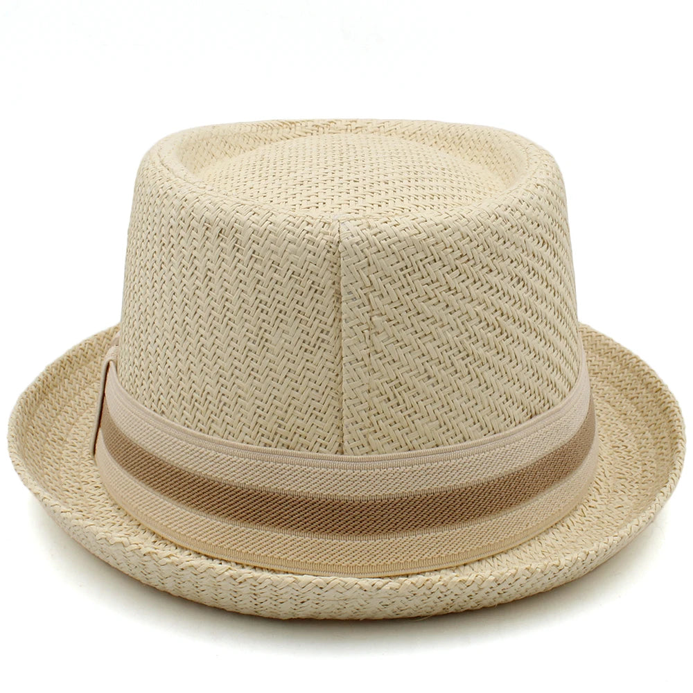 Men Women Classical Straw Pork Pie Hats Fedora Sunhats Trilby Caps