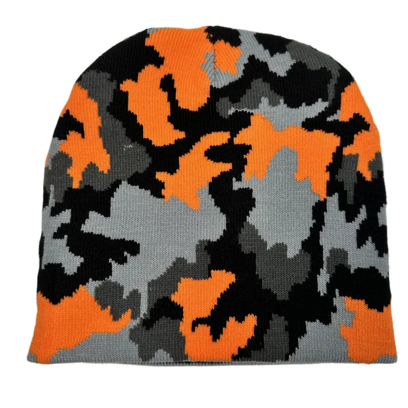 Men's Winter Knitted Camouflage Beanie Streetwear Style Beanies