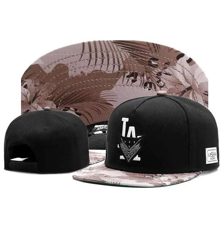Flat Brim Snapback Hat Polyester For Men