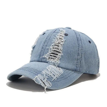 Tide Washed Denim Ripped Baseball Cap Spring Cotton Snapback Hat