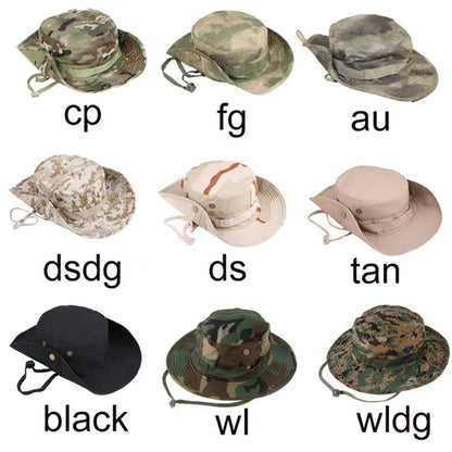 Tactical Hat Camouflage Fishing Cap Outdoor Sport Sun Bucket Cap Outdoor
