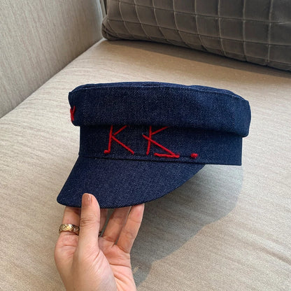 Women Denim Newsboy Caps Casual Flat Military Cap