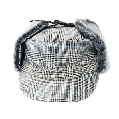 Retro Plaided Winter Trapper Hat Warm Aviator Cap