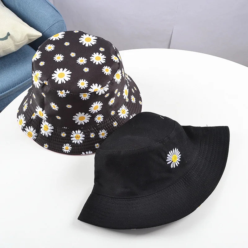 Summer Daisy Double-Sided  Bucket Hats Women's