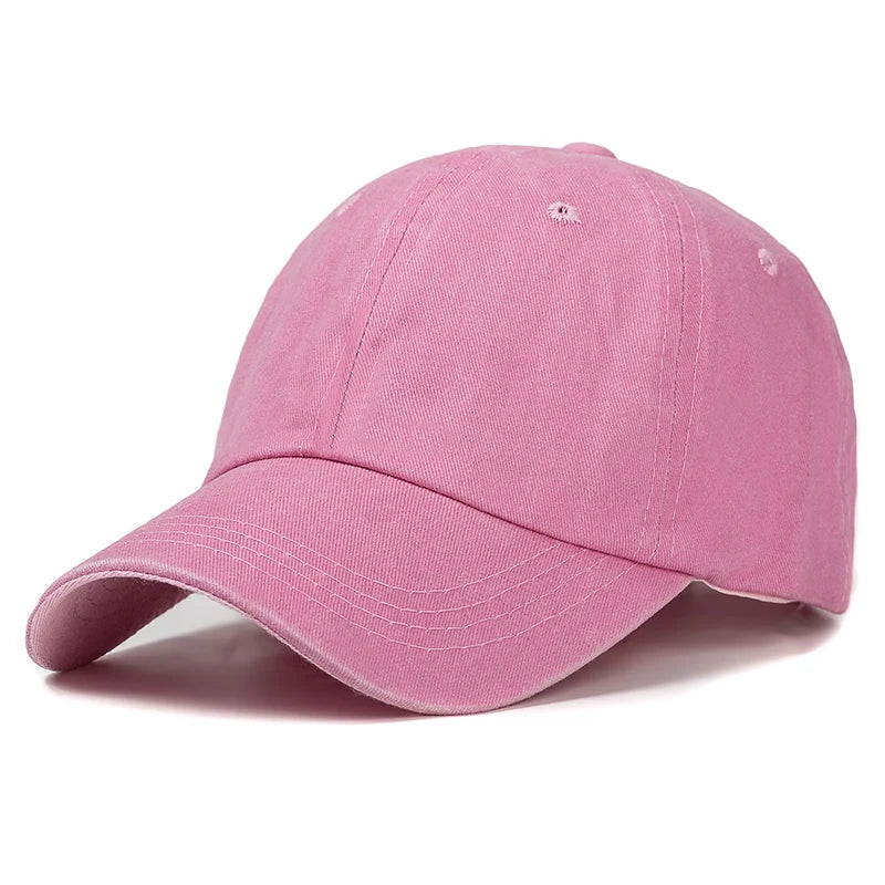 Unisex Cap Plain Color Washed Cotton Baseball Cap Men & Women