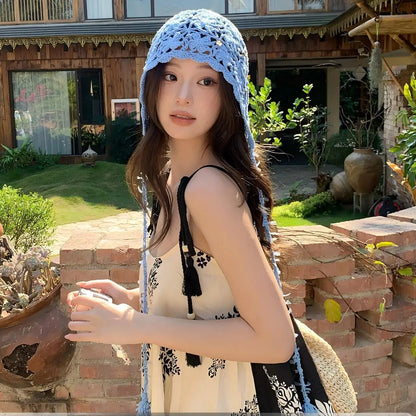 Silk Screen Printed Nylon Breathable Flower Tassel Bag Head Hat