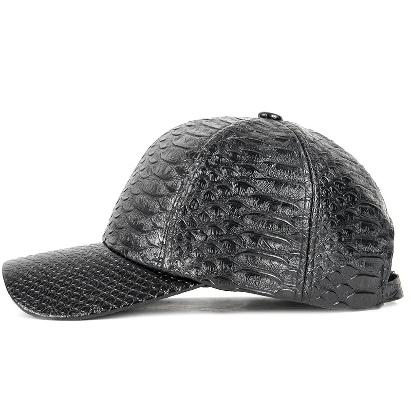 Men Women Novel Crocodile Pattern PU Leather Punk Sun Shade Baseball Cap