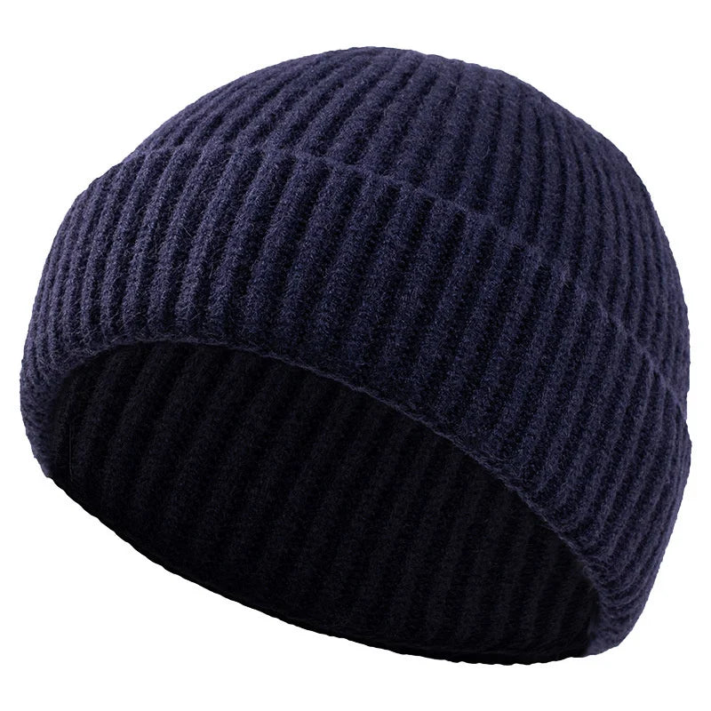 High Quality Thick Warm Male Winter Beanies Adult Casual Short Thread Hip Hop Hat