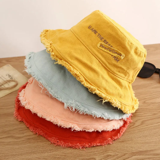 Fashion Women Cotton Bucket Hats Female Summer Autumn