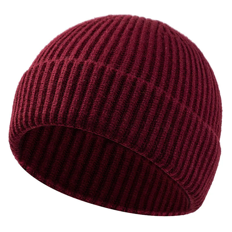 High Quality Thick Warm Male Winter Beanies Adult Casual Short Thread Hip Hop Hat