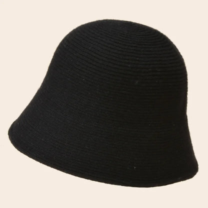Unisex Pure Color High Quality Knit Bucket Hat