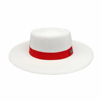 Winter Women Red Wool Felt Fedora Hat 8cm Wide Brim Ladies