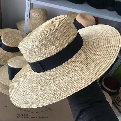 Primary Colors Handmade Super Flat Top Straw Hat